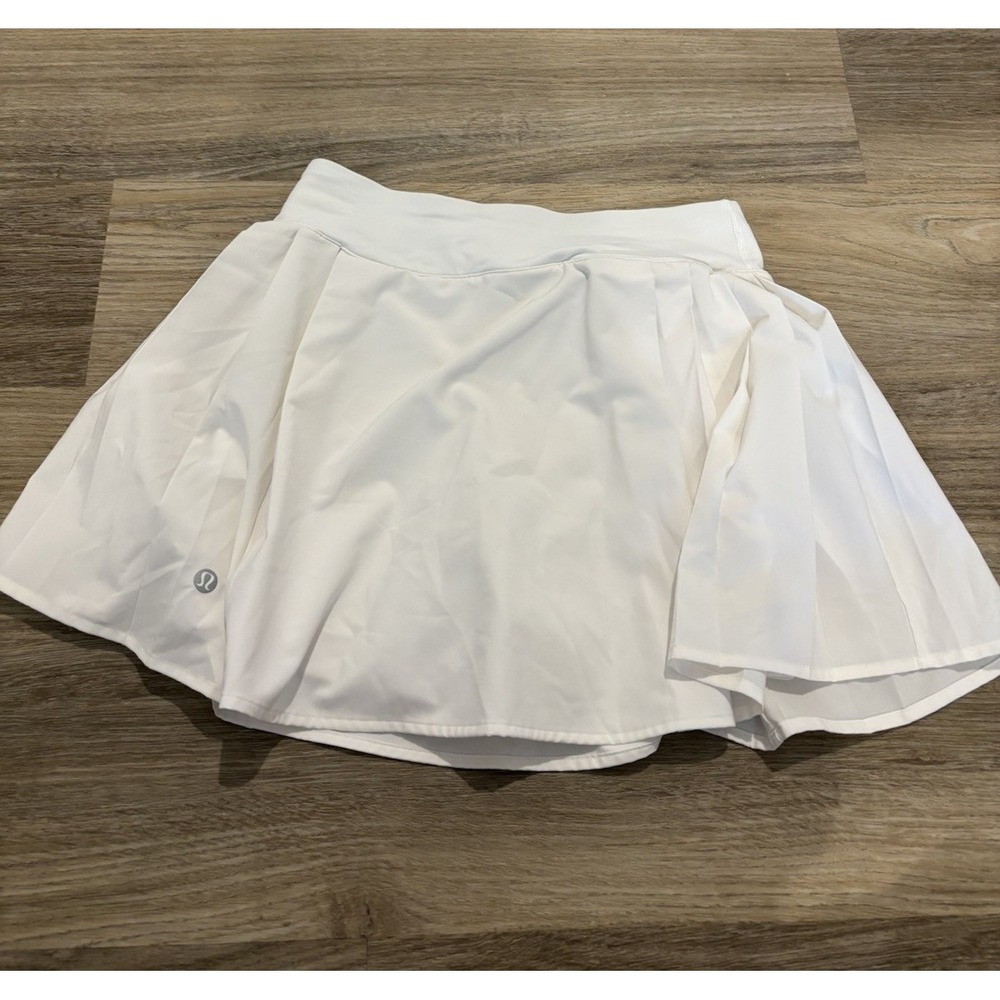 Lululemon Skirt Womens 2 White Side Pleat High Rise Tennis Pickleball Golf Lined